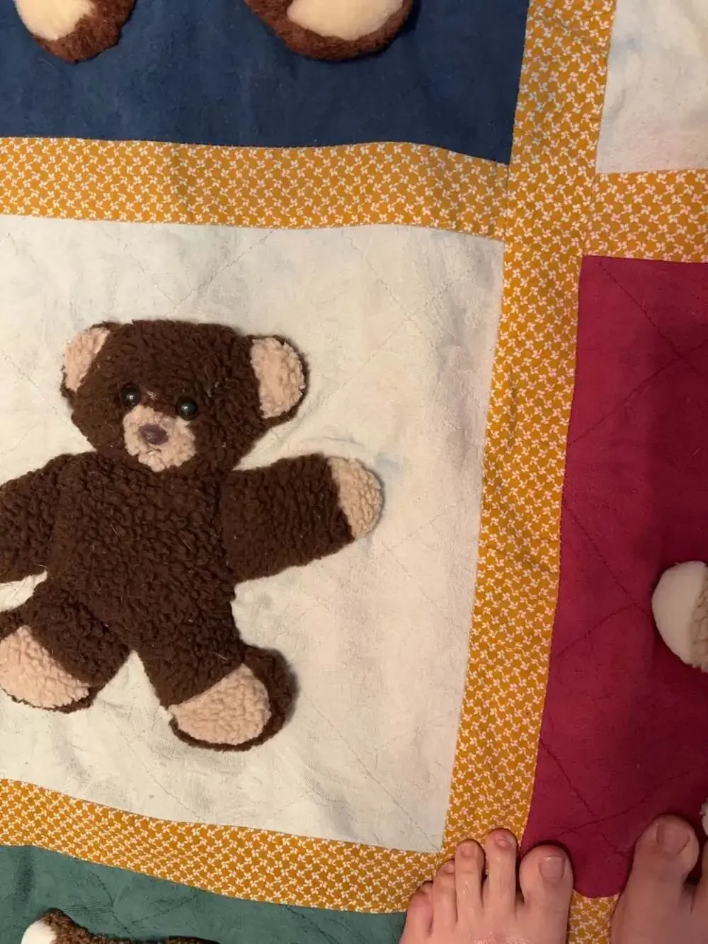 3D Teddy Bear Quilt Crib Blanket Play Mat Wall Hanging 53 x 46